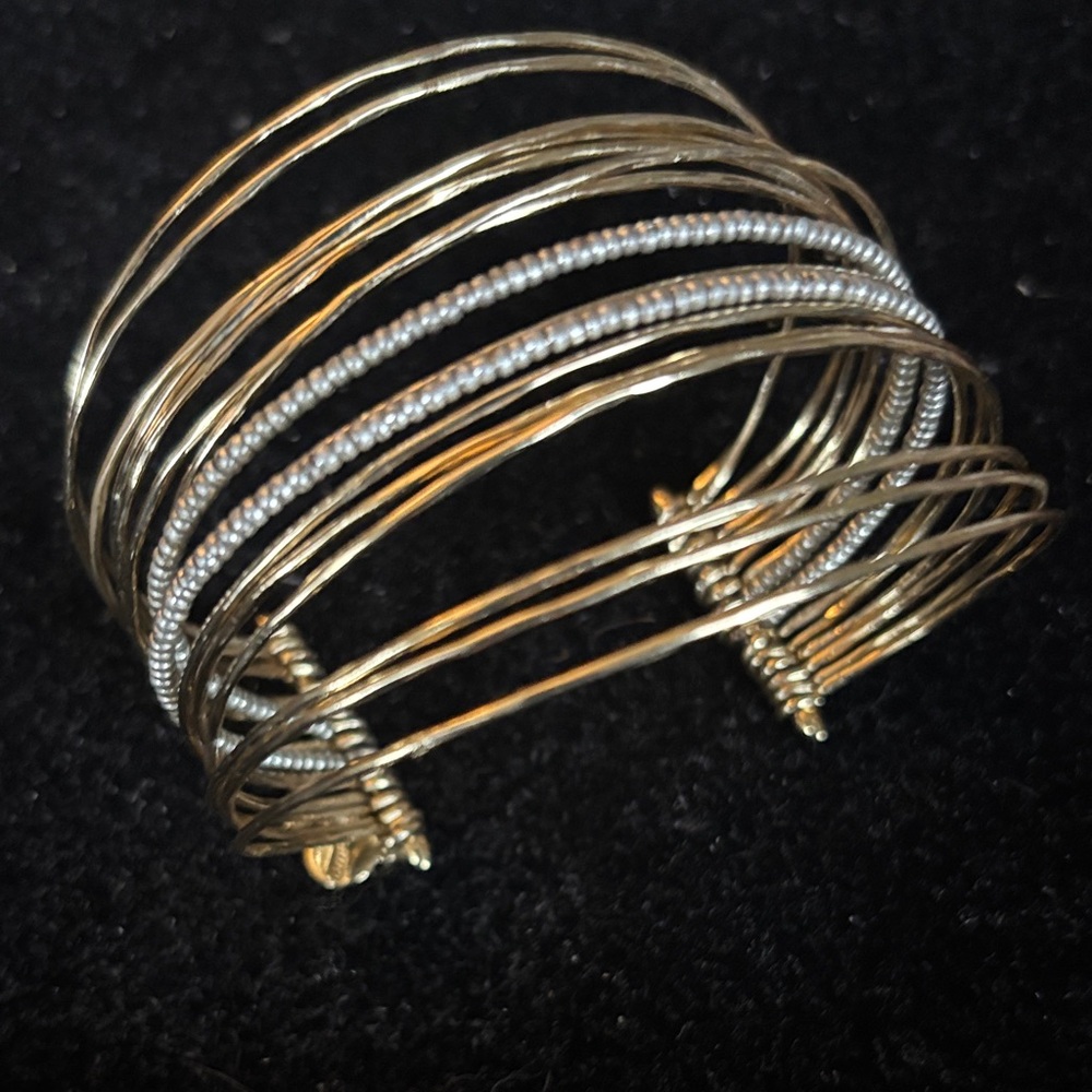 Gold and Silver Multi-Band Cuff Bracelet - Women Jewelry